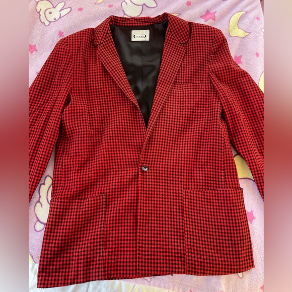 American vintage red and black gingham blazer. From Roue Los Angeles - Picture 1 of 4